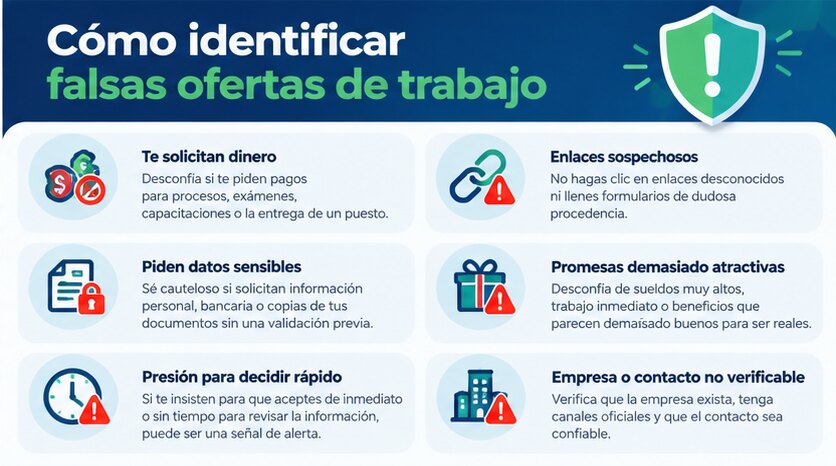 Señales para identificar falsas ofertas de trabajo.