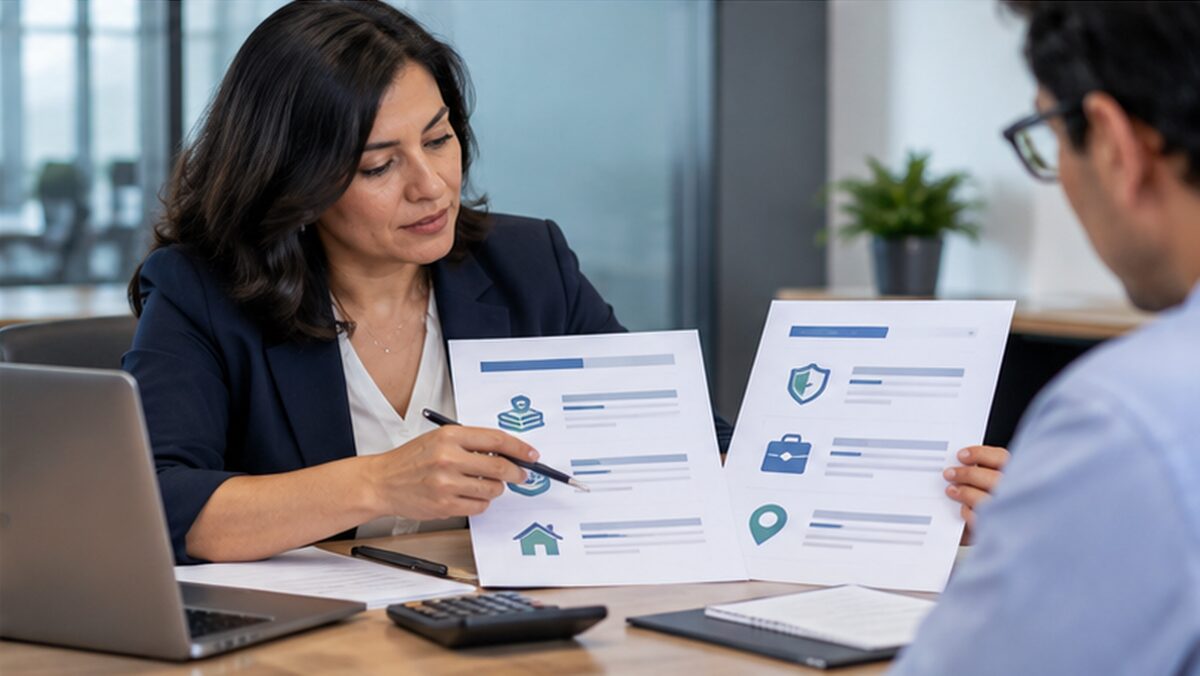 Profesional comparando condiciones, beneficios y remuneración de una oferta laboral
