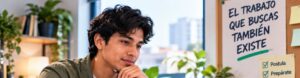 Joven buscando oportunidades de trabajo sin experiencia en Perú.